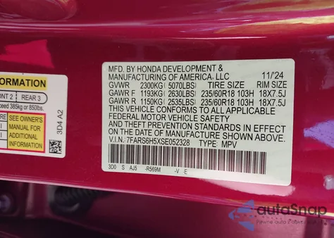 2025 Honda Cr-V Hybrid Sport from USA, damaged, VIN 7FARS6H5XSE052328